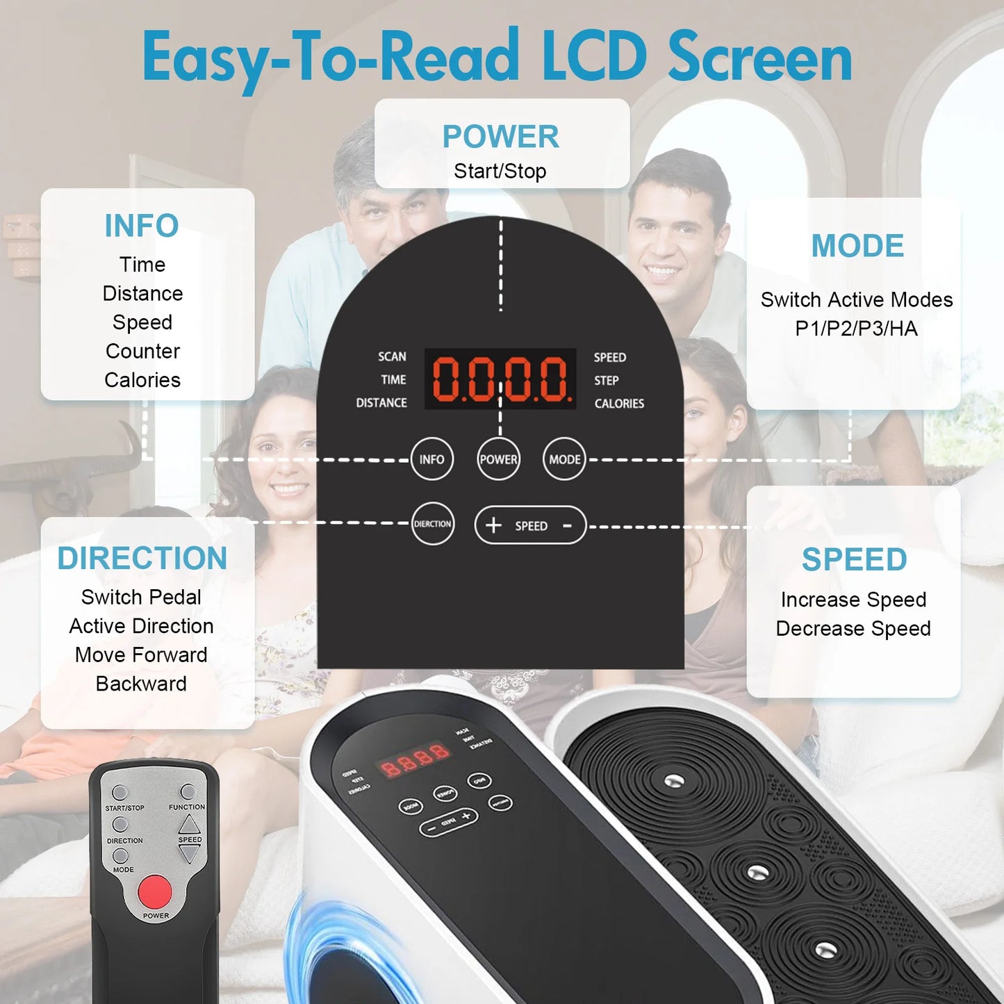 Portable Under-Desk Elliptical Machine 15-Speed Electric Seated Pedal Exerciser 5 Automatic Modes for Leg Fitness Equipment