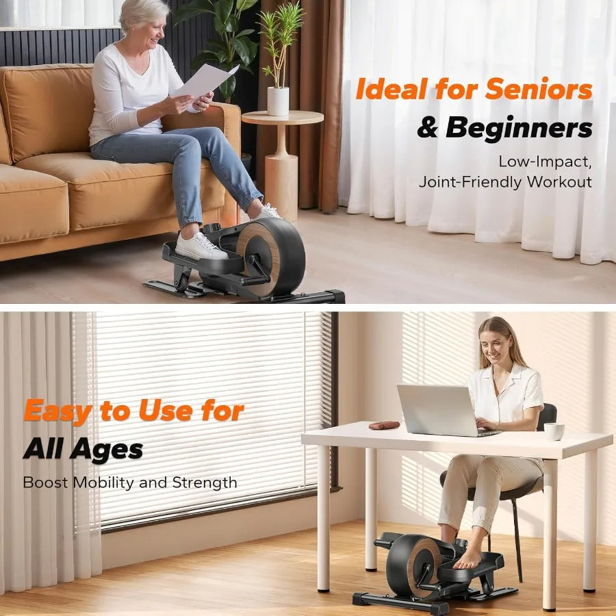 Sitting Under Desk Elliptical Machine, Leg Exerciser While Sitting for Seniors, Seated Pedal Exerciser, Quiet & Portable Pedal E