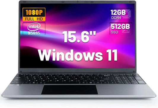 Bestski 15.6 Inch Laptop Intel N5095 Processor 12GB RAM 512GB SSD IPS Display 1080P Windows11 38000mWh Battery Computer Notebook
