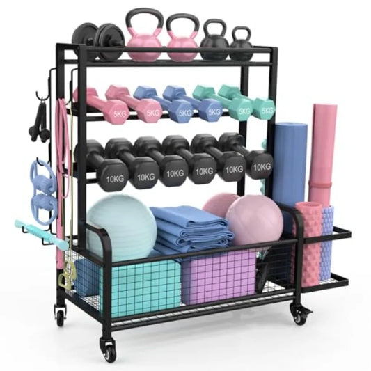 Weight Rack 4Tier HeavyDuty Home Gym Storage Rack for Dumbbells Kettlebells Yoga Mat and Balls AllinOne Workout Equipment