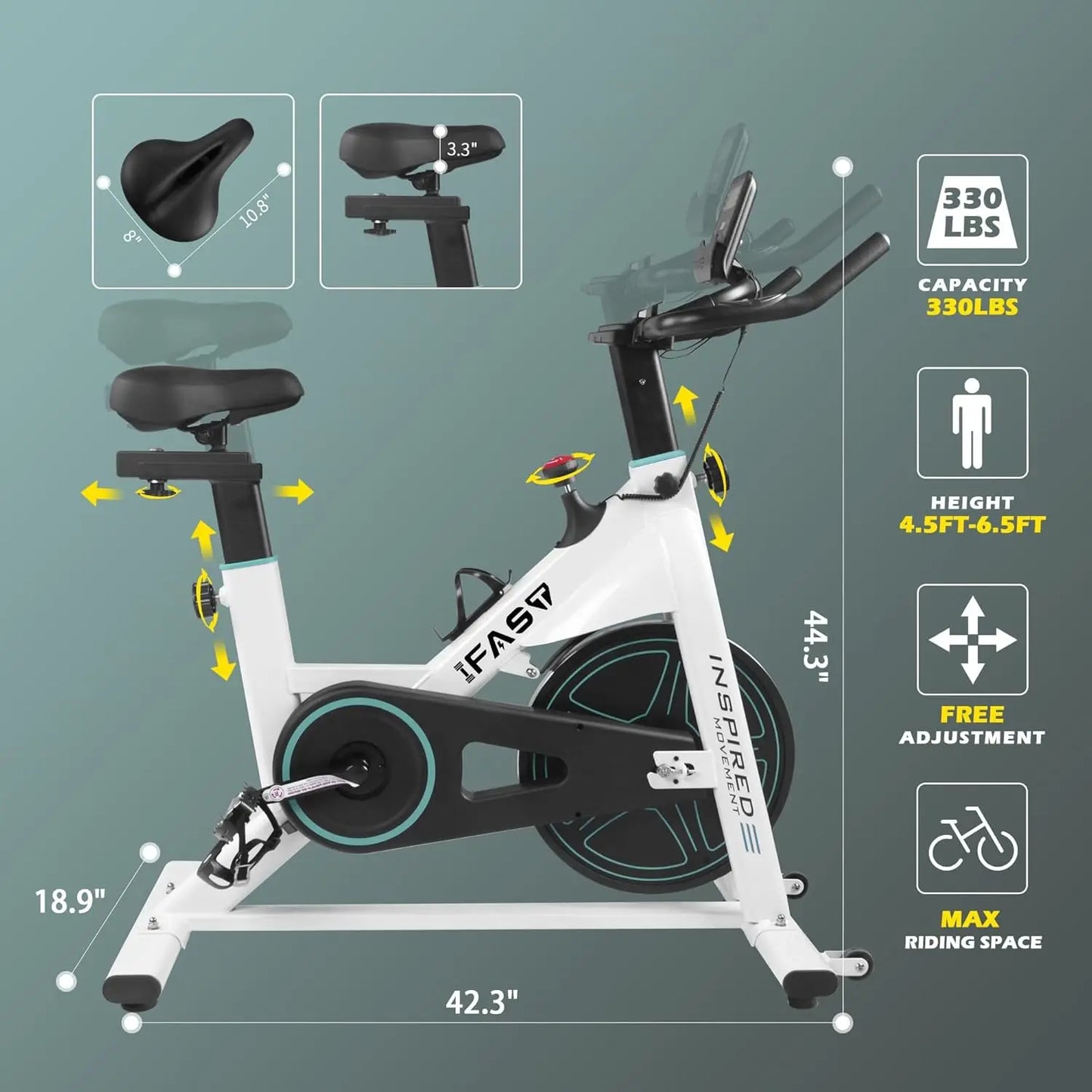 Exercise Bike 300LBS Weight Capacity Smooth Silent 35LB Heavy Flywheel Indoor Cycling Stationary Bike with LCD Monitor for Home