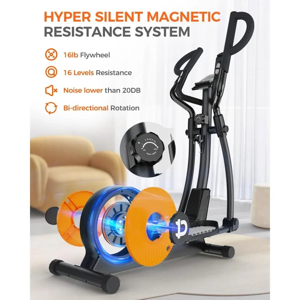 Elliptical Machine, Elliptical Exercise Machine with 16-Level Resistance & Hyper-Quiet Magnetic Driving System
