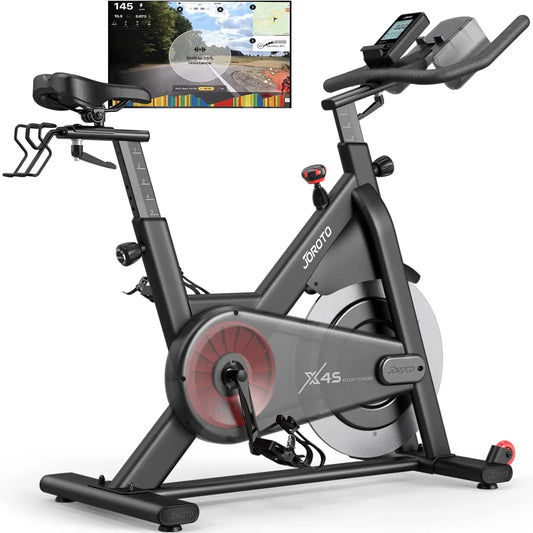 Exercise Bike, X4S-Dual Solid Flywheels Bluetooth Stationary Indoor Cycling Bike with Readable 100 Levels Magnetic Resistance