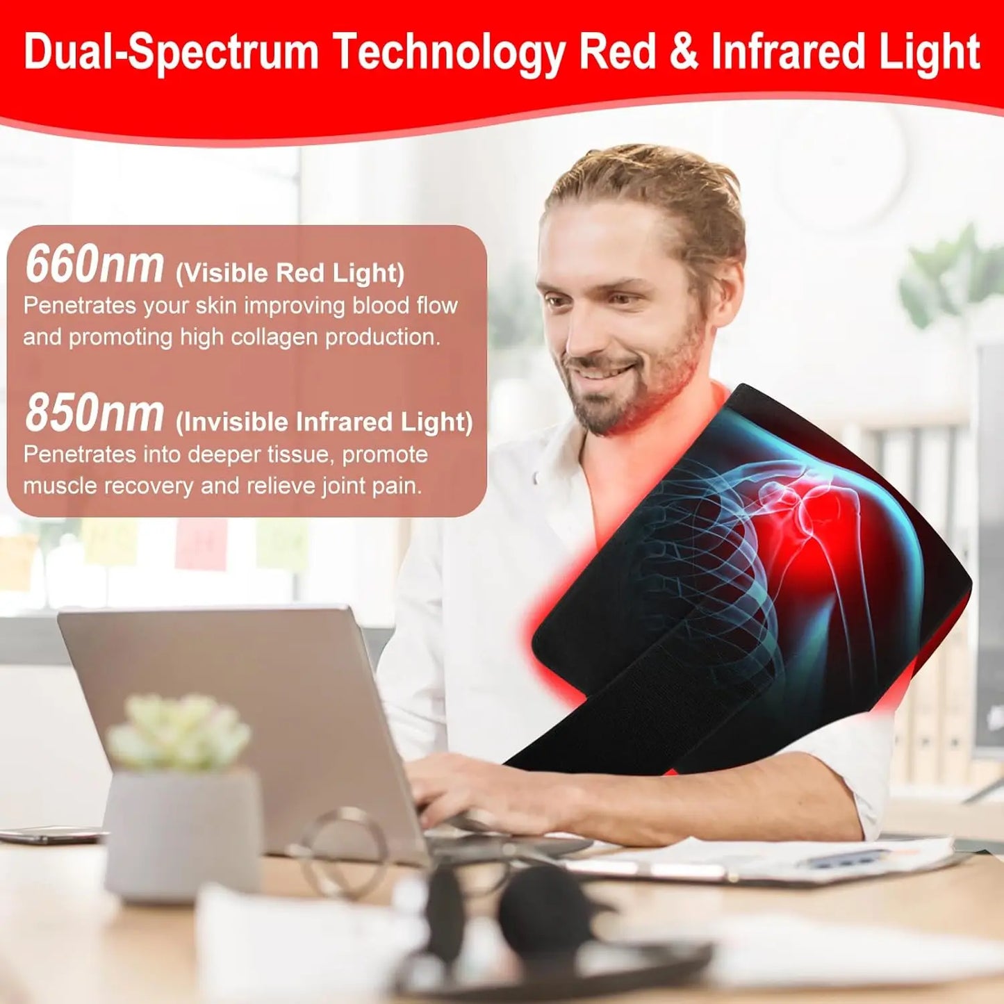 Red Light Therapy Mat Infrared Light Therapy Pad For Body Back Waist Knee Joint Pain Relief 31.6x11.8inch Large Wrap Pad 360LEDs
