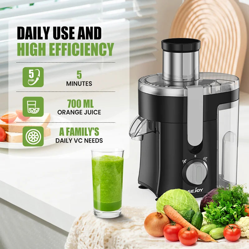 SEJOY Centrifugal Juicer Machine Compact Automatic Pulp Ejection Electric Citrus Juicer Extractor Machine Fruit Veg Blender