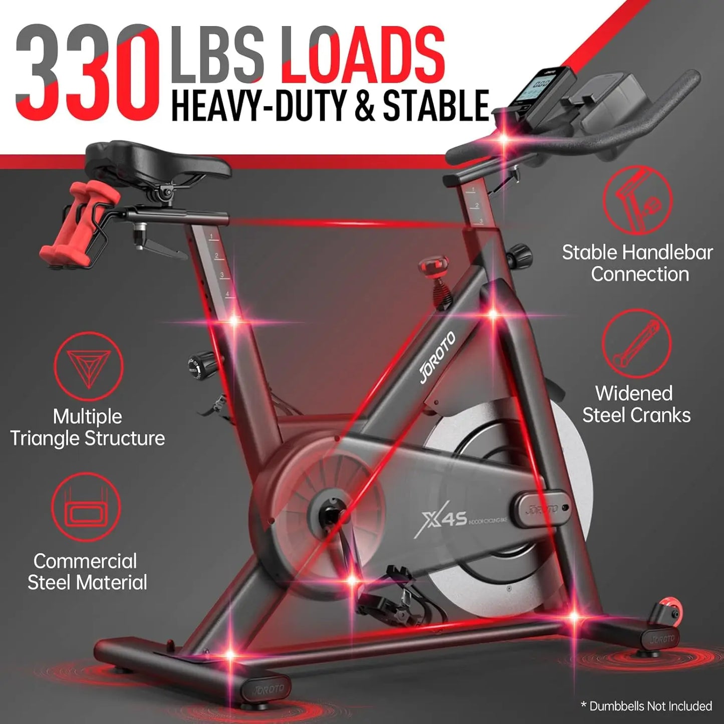 Exercise Bike, X4S-Dual Solid Flywheels Bluetooth Stationary Indoor Cycling Bike with Readable 100 Levels Magnetic Resistance