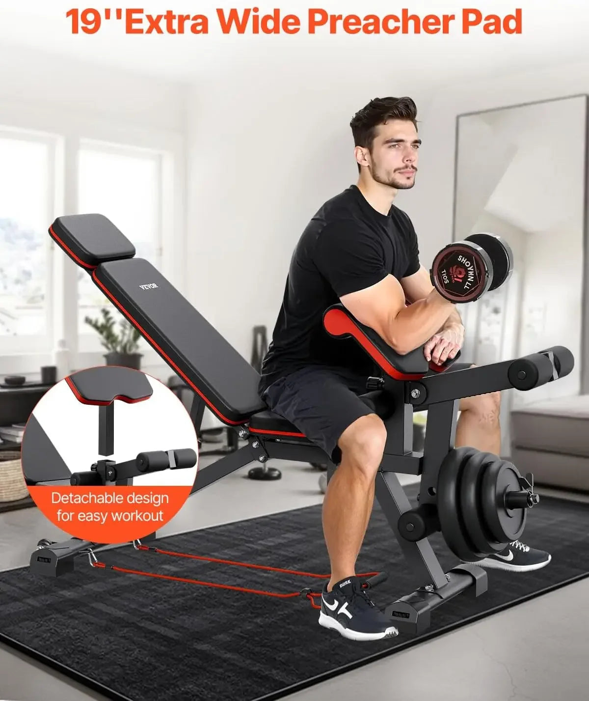 Weight Bench, 800lbs Adjustable Weight Bench Press for Full Body Workout, Exercise Sit up Bench for Home Gym Strength Training,