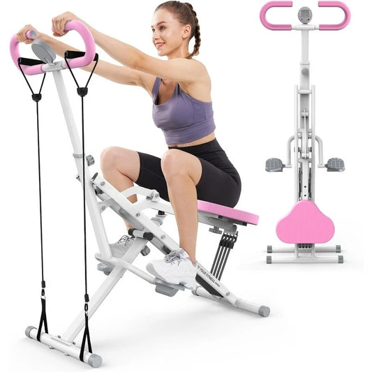 Squat Machine For Home,Ride & Rowing Machine For Glutes Butt Thighs,Ab Back/Leg Press,Foldable & Easy Setup Exercise Equipment