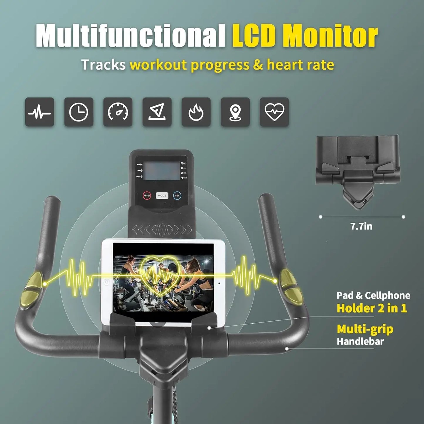 Exercise Bike 300LBS Weight Capacity Smooth Silent 35LB Heavy Flywheel Indoor Cycling Stationary Bike with LCD Monitor for Home