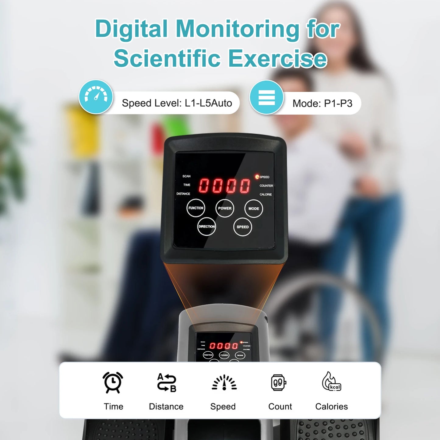 Electric Elliptical Machine Pedal Exerciser Under Desk Touch Screen 5-Speed Portable Trainer Home Office For Adults Seniors