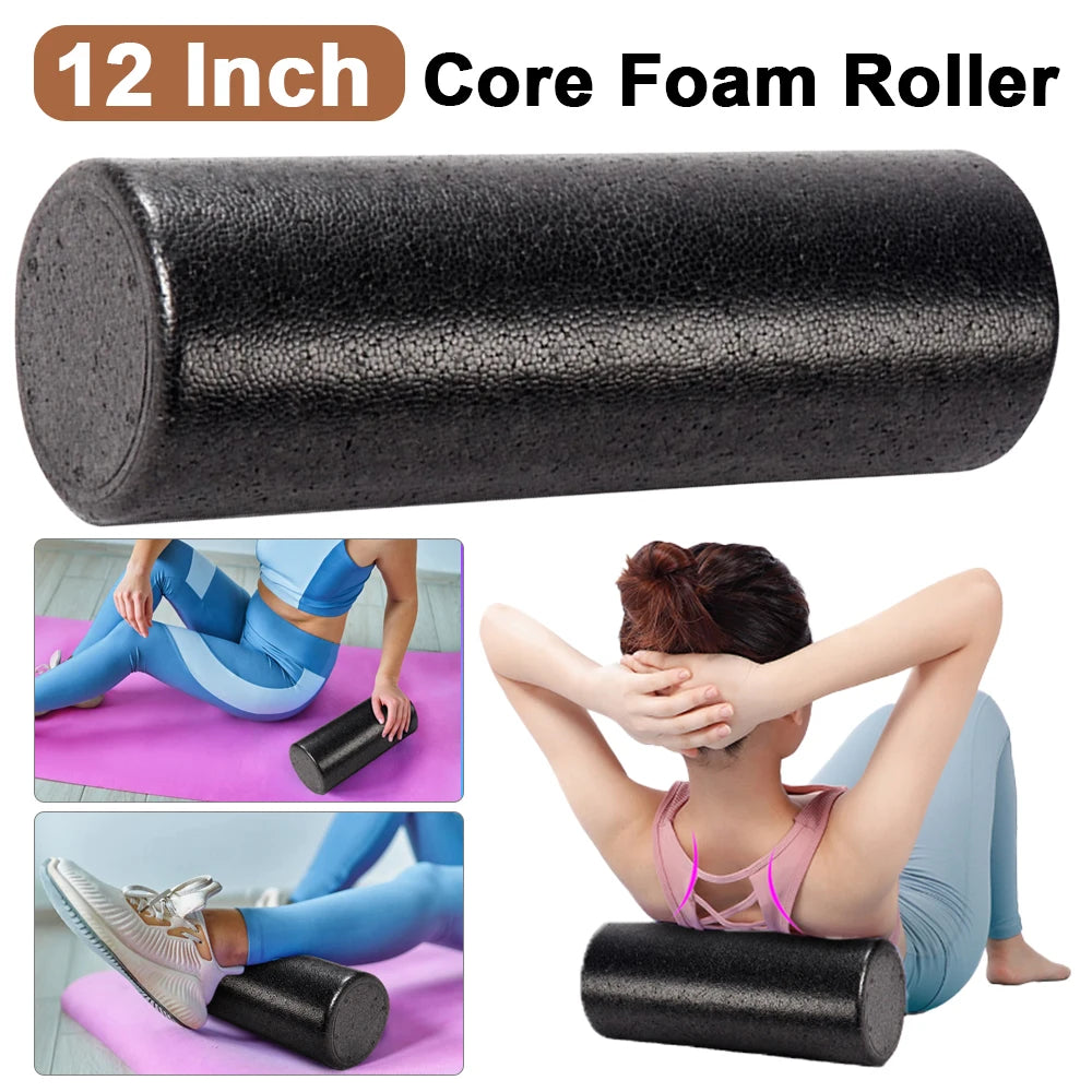 High Density Foam Rollers 12 Inch Solid Core Foam Massage Roller Round Back Legs Foam Roller for Exercise Yoga Pilates Physical