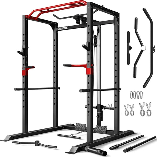 1 Unit Power Cage with 2000LBS Capacity – Multi-Function S11 Rack, LAT Pulldown & Training Attachments –Perfect for Home Gyms