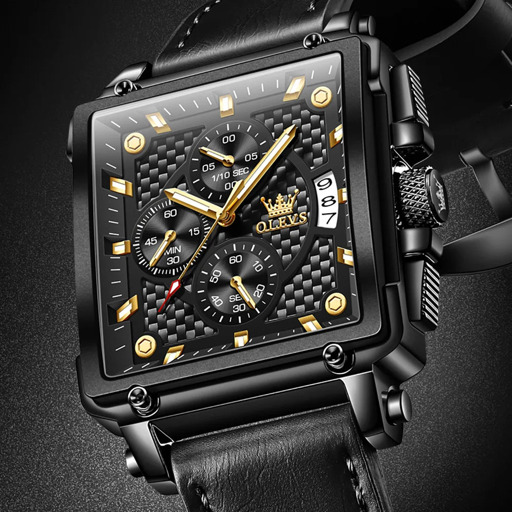 OLEVS Creative square Top Brand  Men's Watches Multifunctional Waterproof Luxury Fashion Watch For Men Luminous Original watch