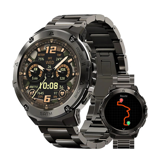 HIDAMEL T3E GPS Smart Watch For Men Compass Altimeter Altitude Stainless Steel Shell 5ATM IP69K Waterproof 470mAh AMOLED Watches