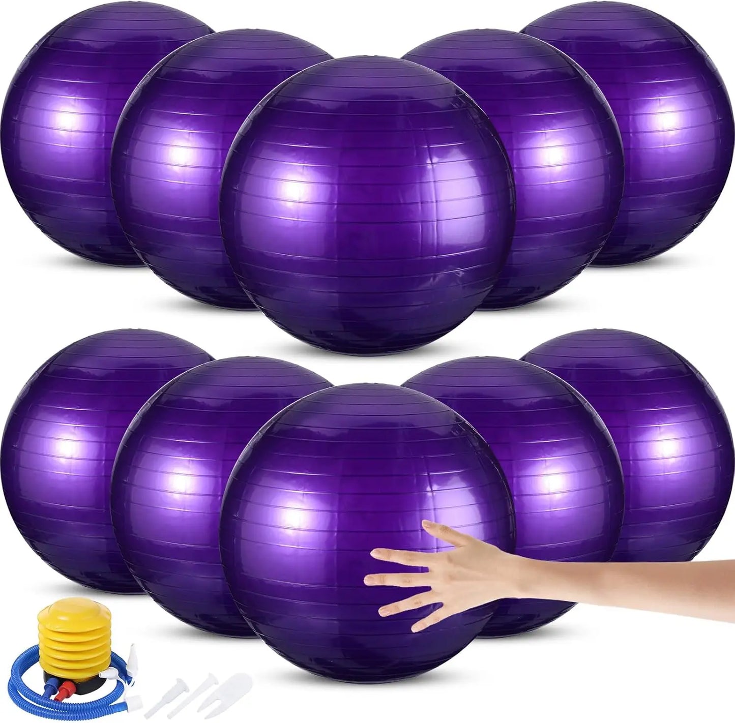 10 Pcs Pilate Ball Exercise Ball Bulk Yoga Ball for Fitness Pregnancy Birthing, Core Ball Chair Workout Equipment with Pump and