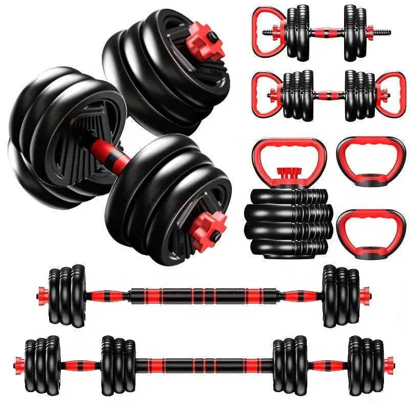 4-in-1 Adjustable Weight Dumbbell Set 22lb– Multi-Function Home Gym Equipment for Men & Women – Convertible Dumbbell, Kettlebell