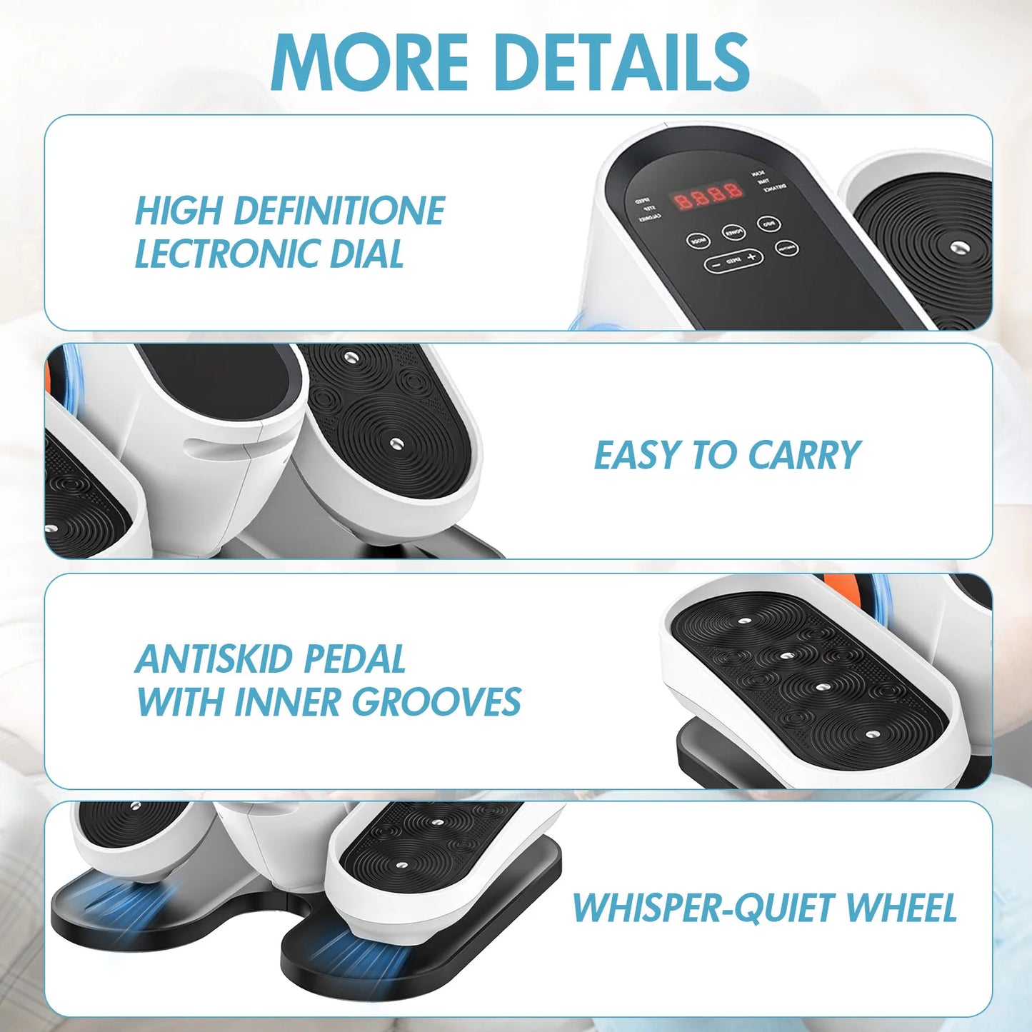 Portable Under-Desk Elliptical Machine 15-Speed Electric Seated  Pedal Exerciser 5 Automatic Modes for Leg Fitness Equipment