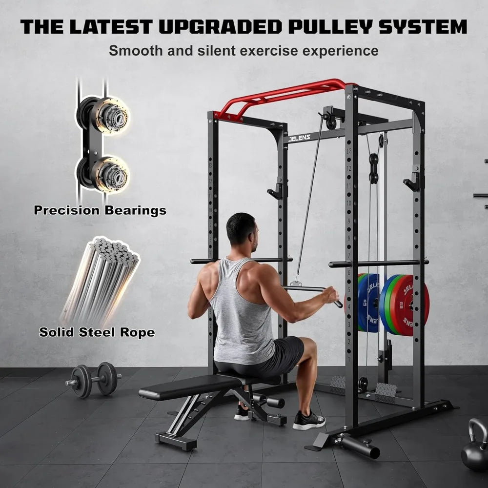 1 Unit Power Cage with 2000LBS Capacity – Multi-Function S11 Rack, LAT Pulldown & Training Attachments –Perfect for Home Gyms