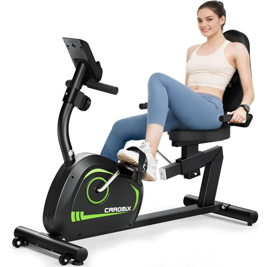 Caromix Recumbent Exercise Bike for Adults Seniors Stationary Bike for Home with Comfortable Seat and Heart Rate Handle Magneti