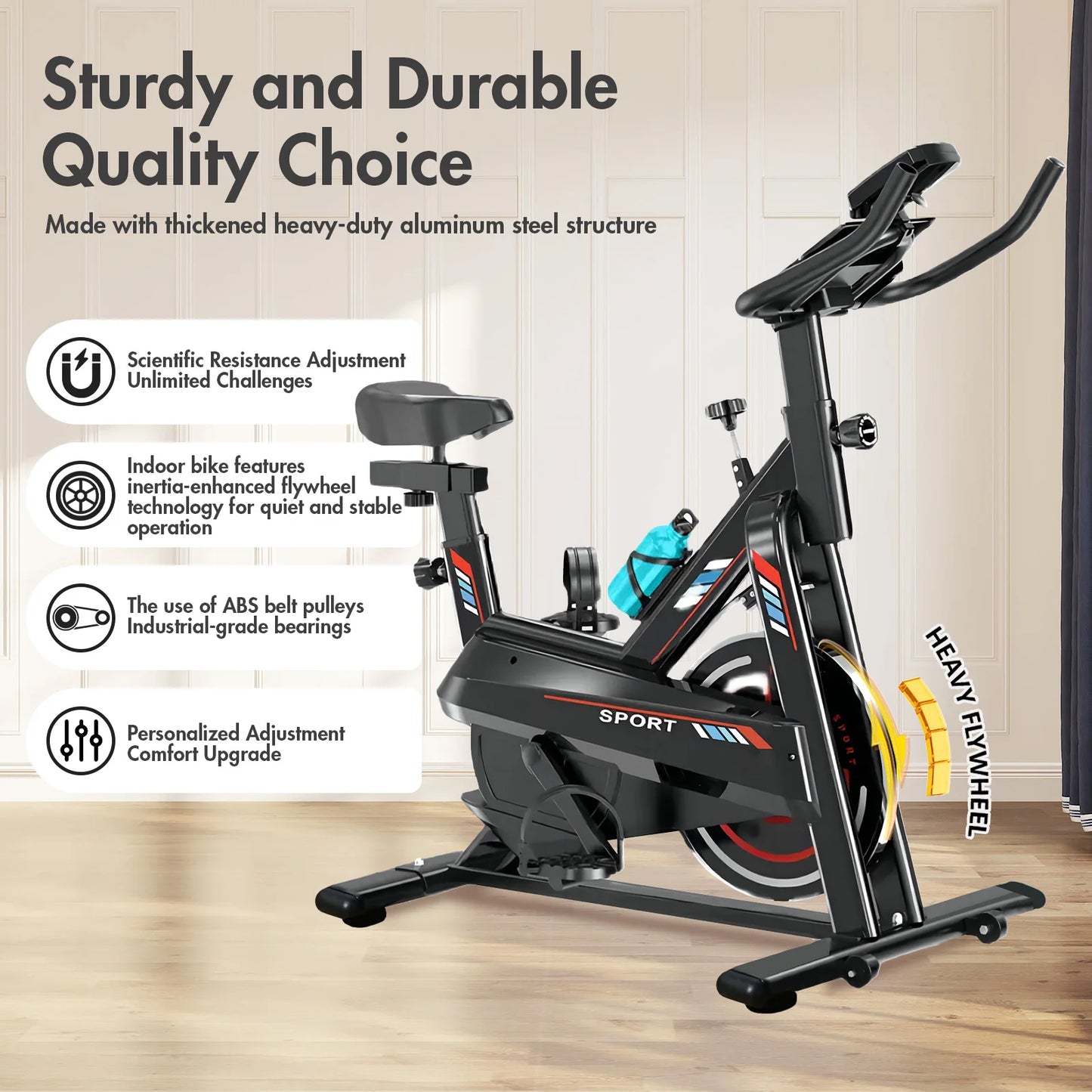 Exercise Bike Dynamic Foldable Magnetic Indoor Smart Cycling Bike Featuring Heart Rate Low Noise Digital Display Felt Pad