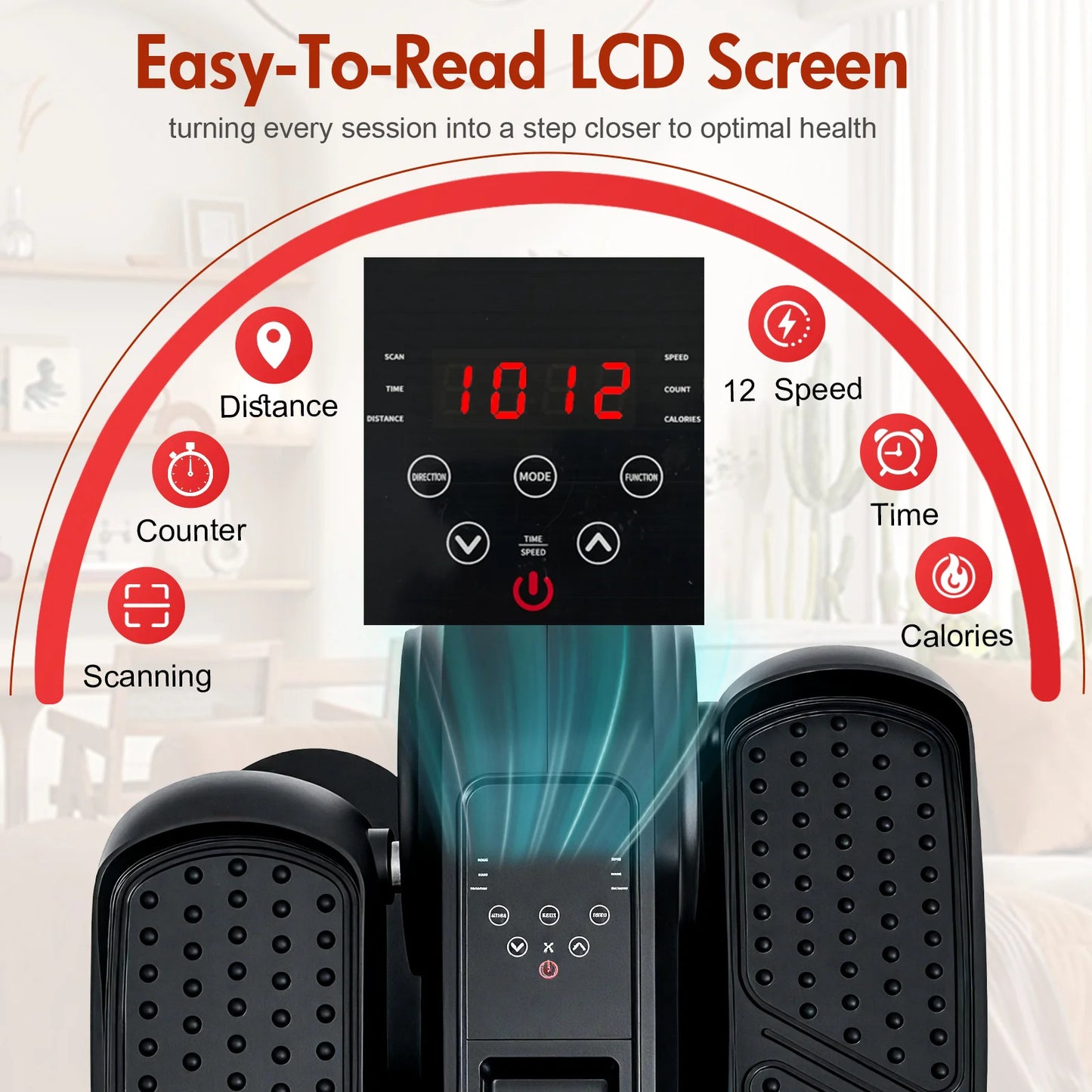 Under Desk Elliptical Electric Machine Portable Ellipse Leg Exerciser as Seen on TV with Remote LCD Display Quiet Seated Pedal