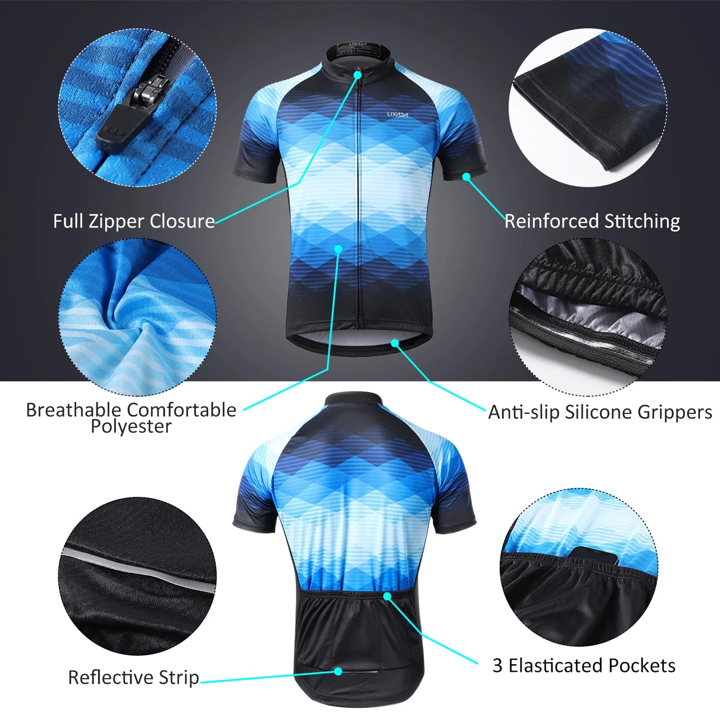Men Short Sleeve Cycling Jersey MTB Maillot Bike Shirt Breathable Mountain Pro Team Bicycle Sports Clothing