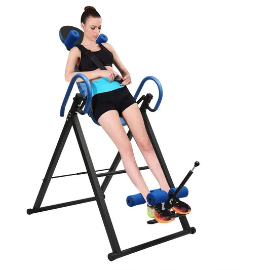 Gravity Inversion Table for Spinal Decompression Therapy with Up to 330.7lbs Capacity Adjustable Body Stretcher and Belt Back S