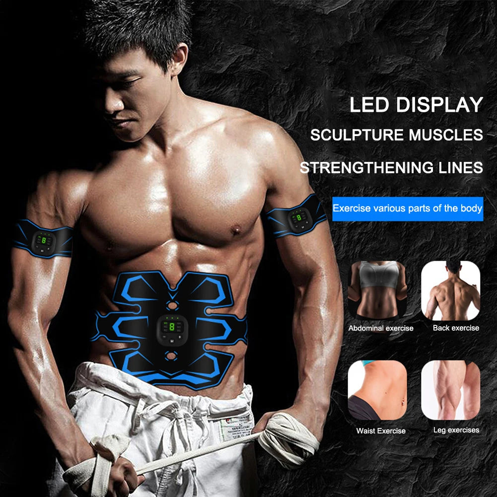 EMS Abdominal Training Device LED Display Electric Smart Trainer Belt USB Rechargeable Ab Sport Exercise Belt for Men and Women