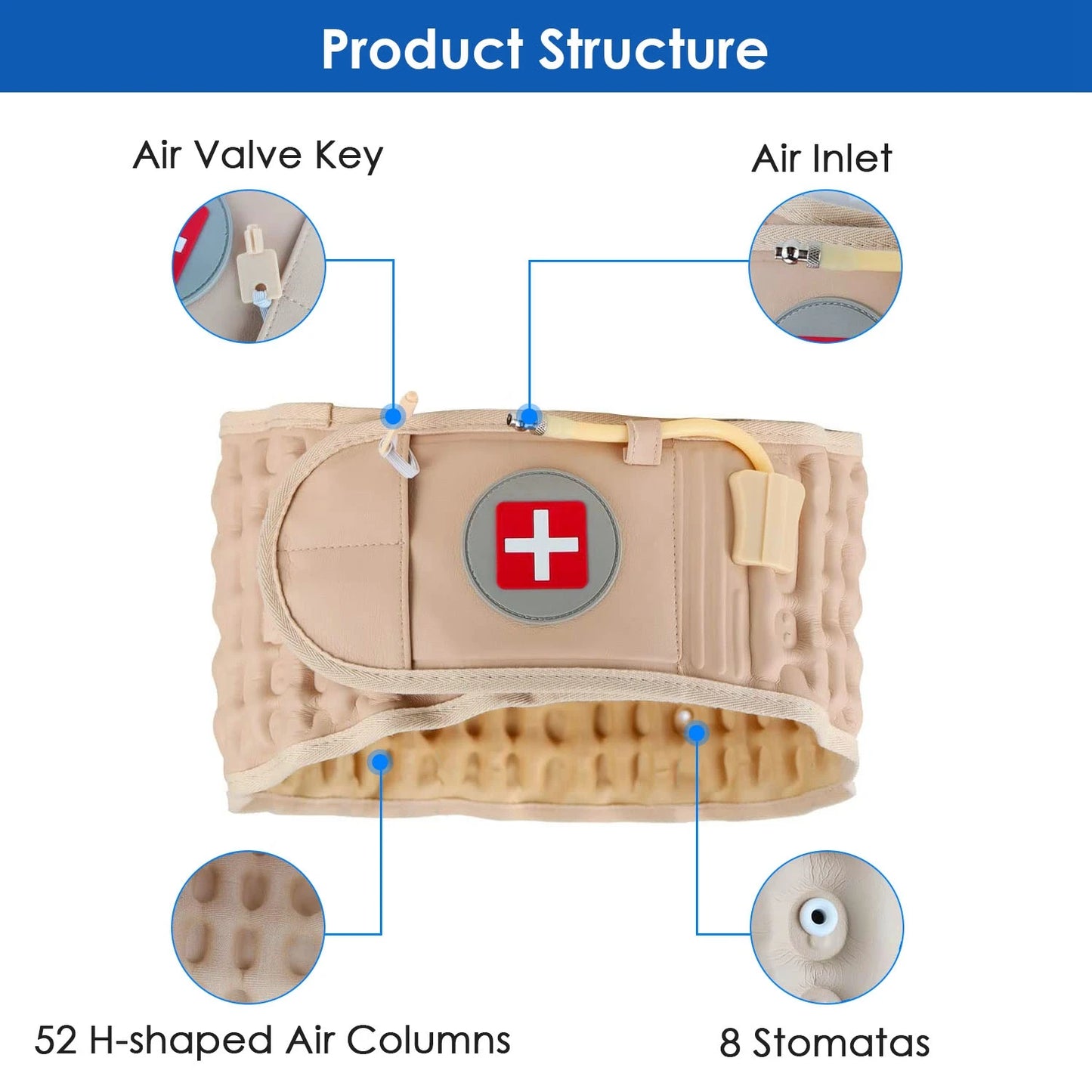 Decompression Lumbar Support Belt Adjustable Inflatable Waist Belt Supports Lumbar Traction to Relieve Back Pain Massager Unisex