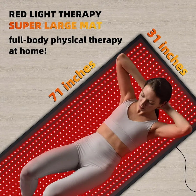 Full Body, 71"x31" Red Light Blanket Infrared Light Therapy Heating Pad Super Large 1280 LEDs 660nm&850nm