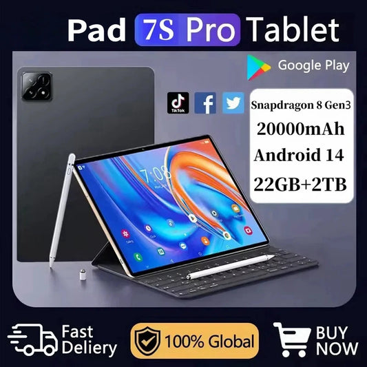 10.1 Inch HD New Pad 7s pro Original Tablets 5G Dual SIM 22GB+2TB Global Version Android 14 Children's Kids Tab Tablet PC 2025