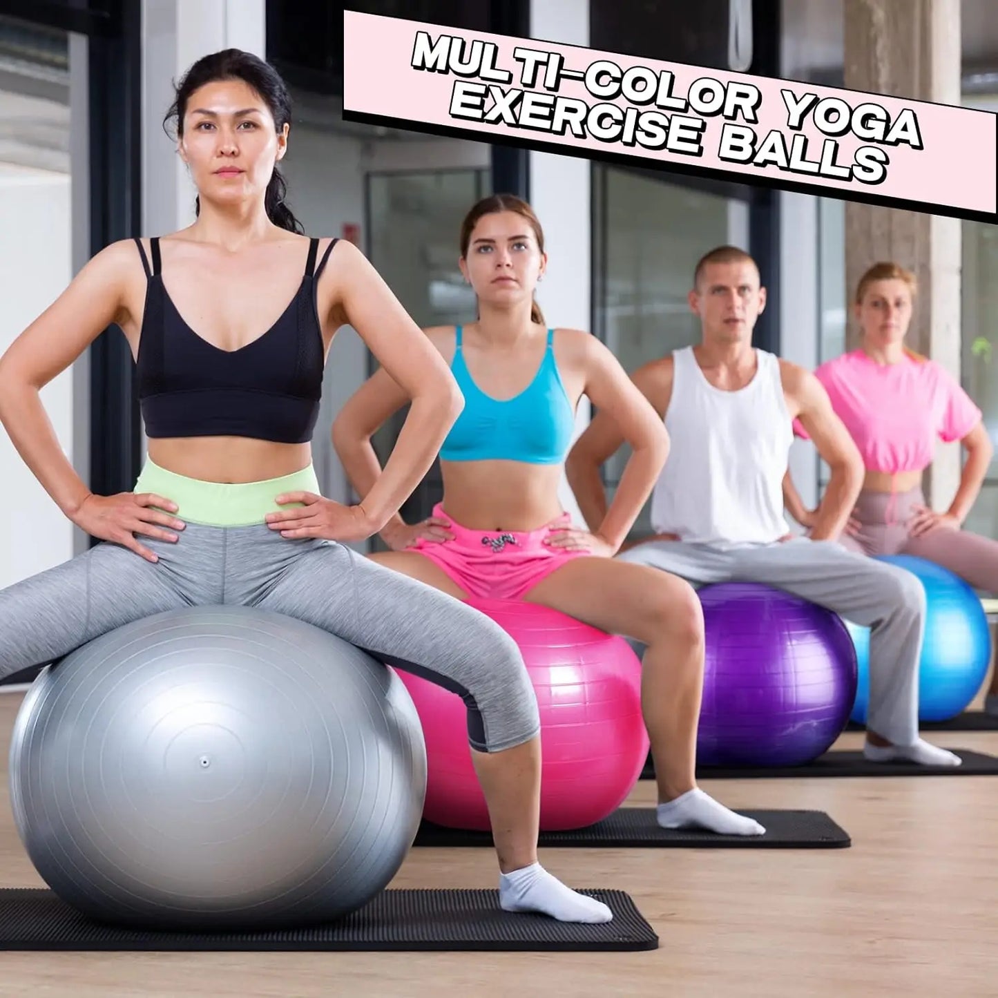 10 Pcs Pilate Ball Exercise Ball Bulk Yoga Ball for Fitness Pregnancy Birthing, Core Ball Chair Workout Equipment with Pump and
