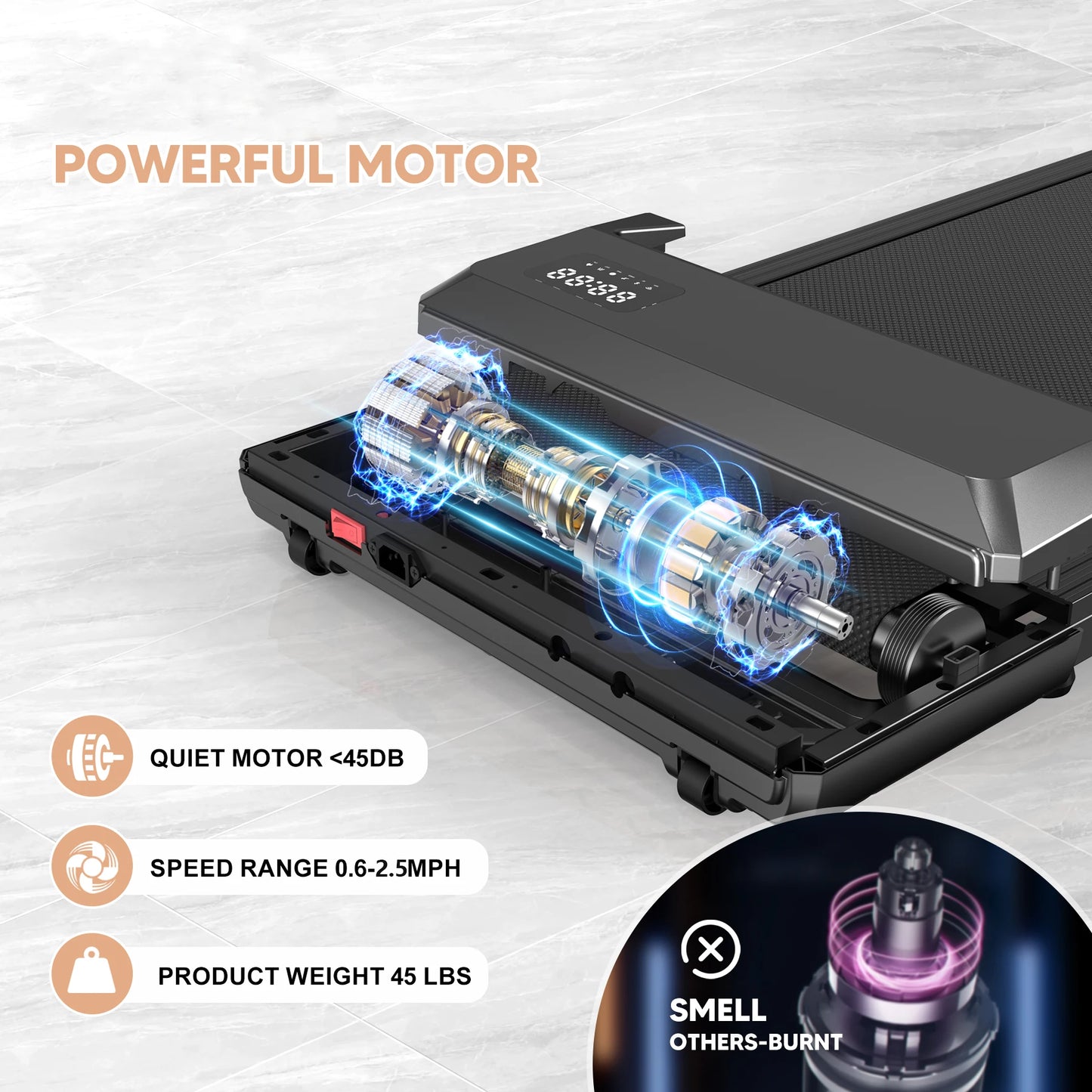 2in1 Run-Walking Pad Small Treadmill for Home&Office Under Desk Treadmill with LED Display 45db Quiet Portable Mini Treadmill