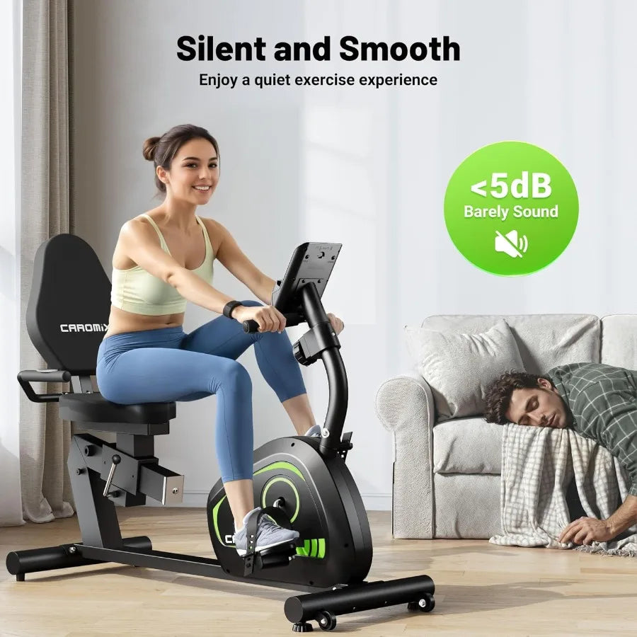 Caromix Recumbent Exercise Bike for Adults Seniors Stationary Bike for Home with Comfortable Seat and Heart Rate Handle Magneti