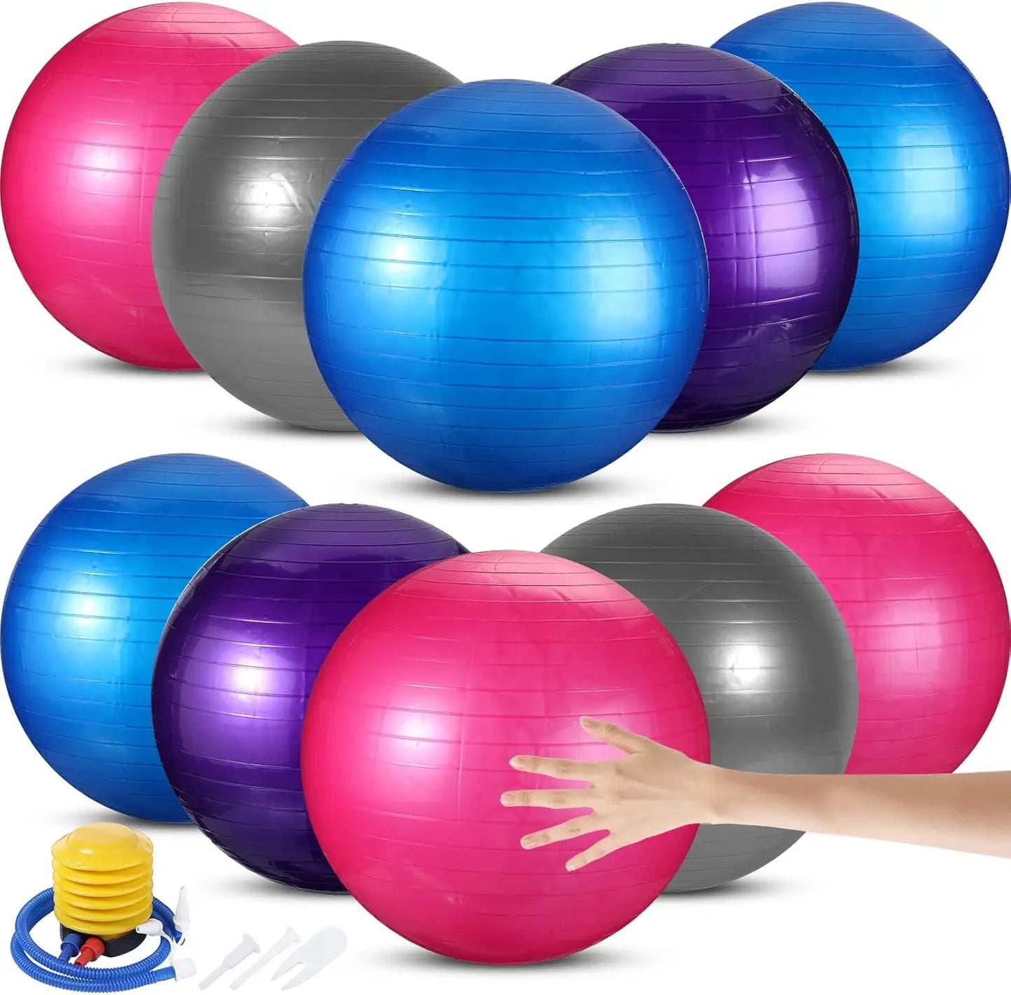 10 Pcs Pilate Ball Exercise Ball Bulk Yoga Ball for Fitness Pregnancy Birthing, Core Ball Chair Workout Equipment with Pump and