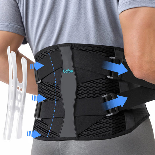 Cofoe Back Brace Waist Brace with Fixed plate, Adjustable Waist Belt For Lower Back Pain, Sciatica, Herniated Disc, Scoliosis