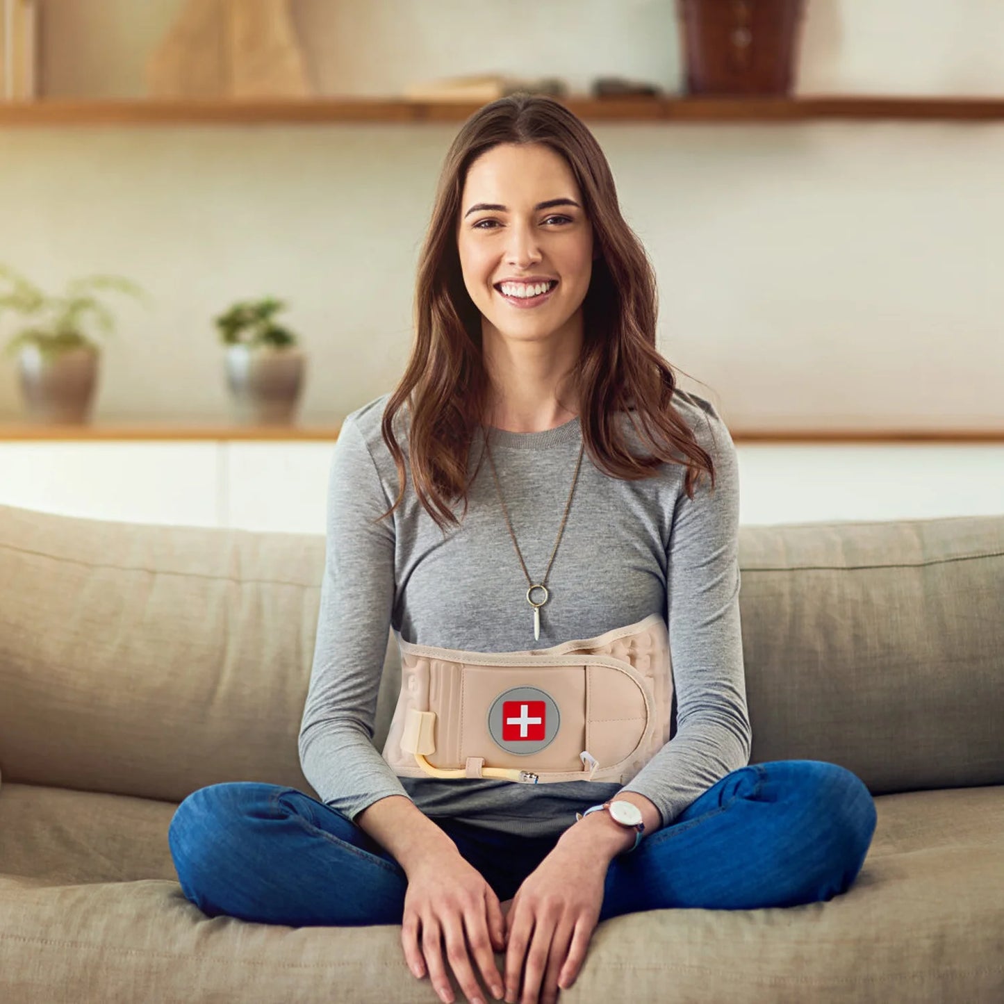 Decompression Lumbar Support Belt Adjustable Inflatable Waist Belt Supports Lumbar Traction to Relieve Back Pain Massager Unisex