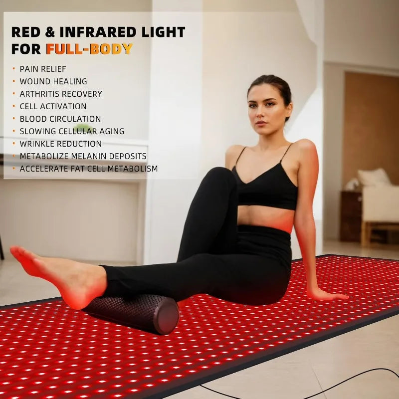 Full Body, 71"x31" Red Light Blanket Infrared Light Therapy Heating Pad Super Large 1280 LEDs 660nm&850nm